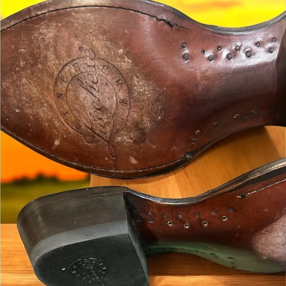 Lucchese 4035 tan smooth Ostrich Cowboy Boots Size 9.5D. - Picture 6 of 9